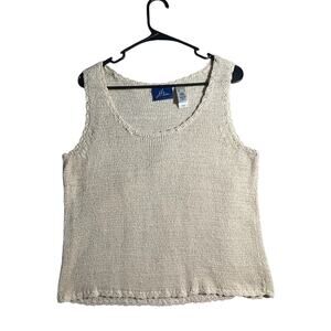J.H. Collectibles Knit Tank Top - Women's Sz L - Blouse Cream Ivory - Thick -EUC